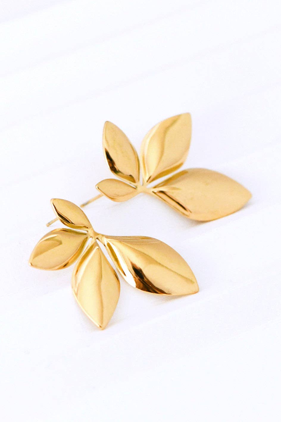 Olive Branch Leaf Stud Earrings