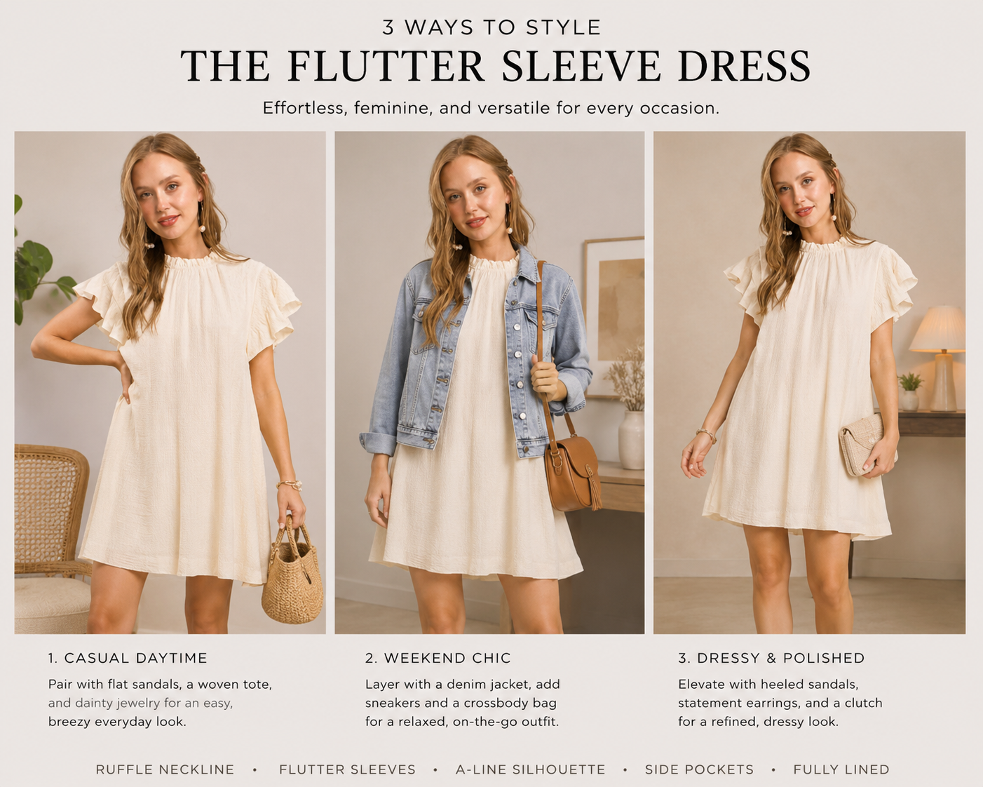 The Savannah Flutter Sleeve Dress