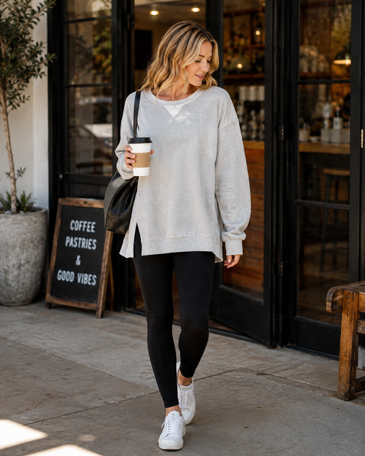 Acid Washed Contrast Trim Pullover by Zenana