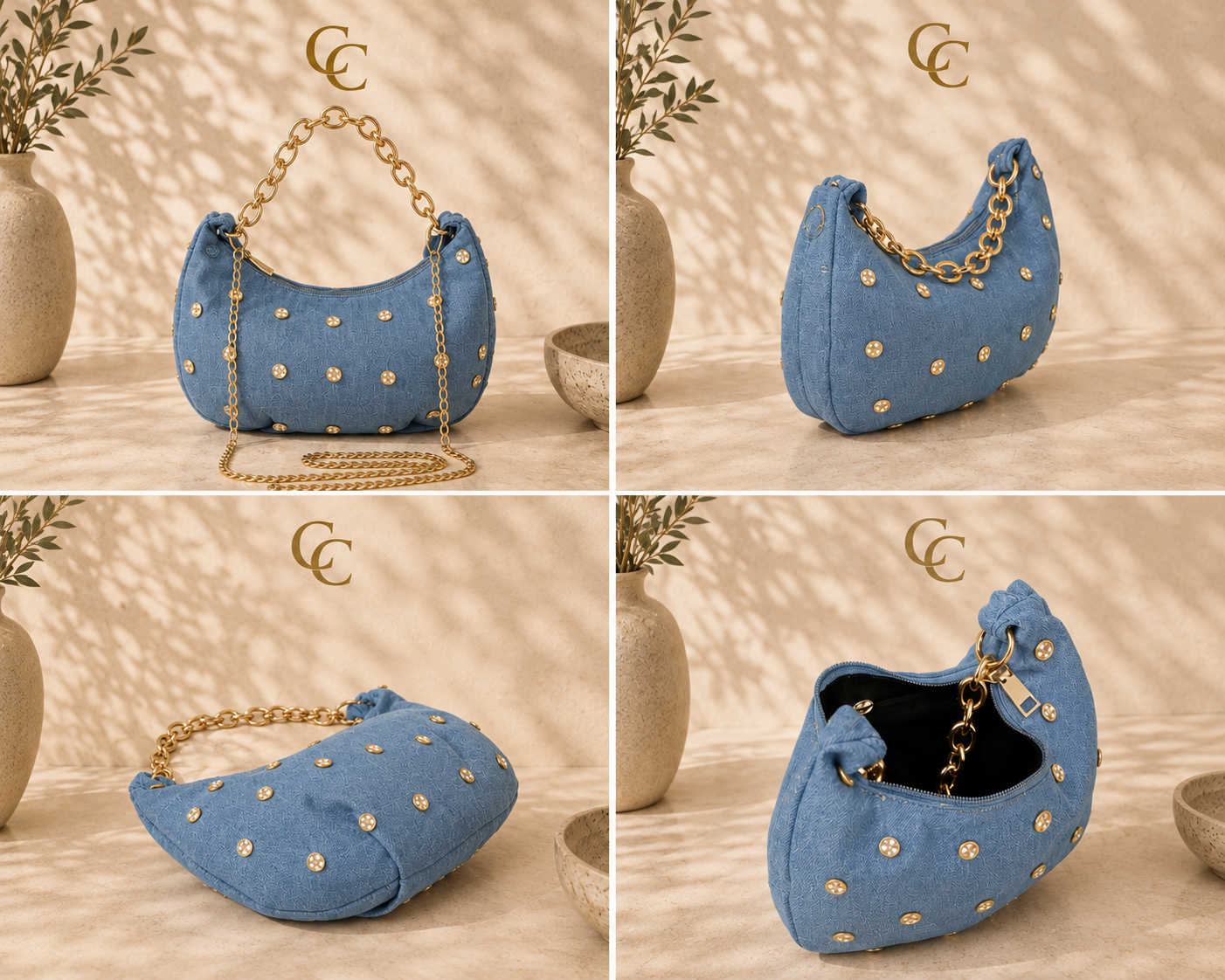 The Denim Stud Chain Bag