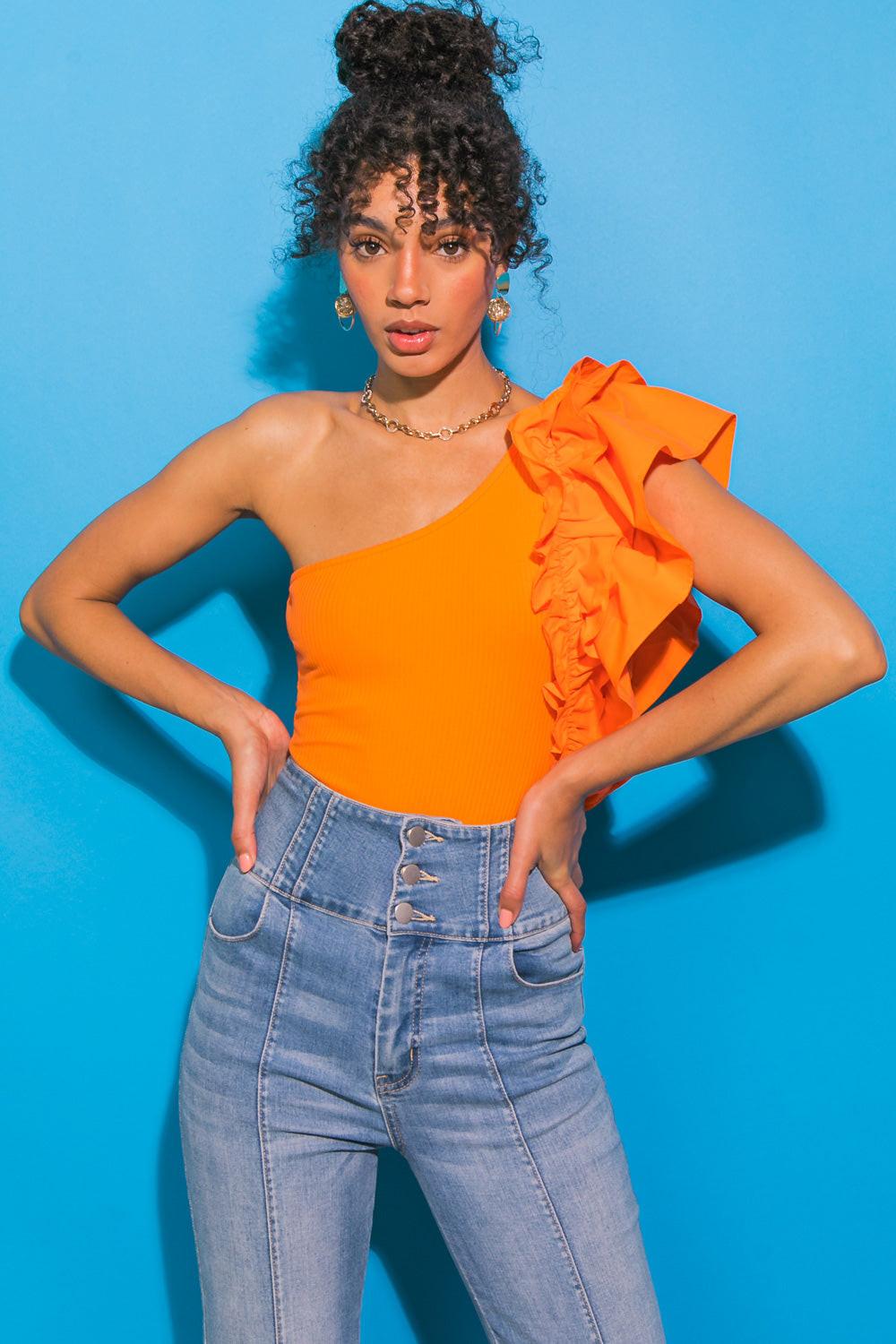 Isla Ruffle One-Shoulder Bodysuit
