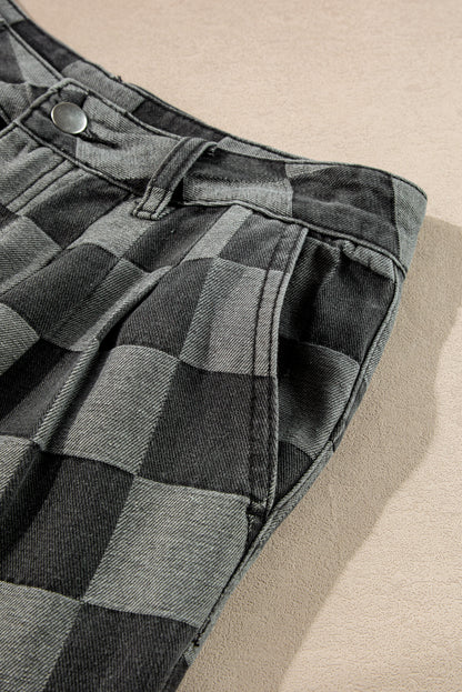 The Sloane Checkered Wide Leg Jeans