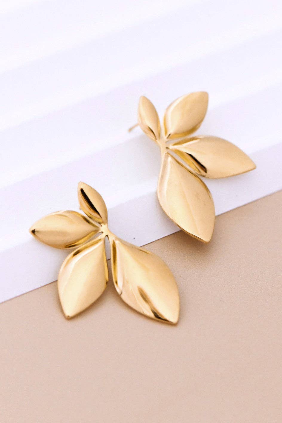 Olive Branch Leaf Stud Earrings