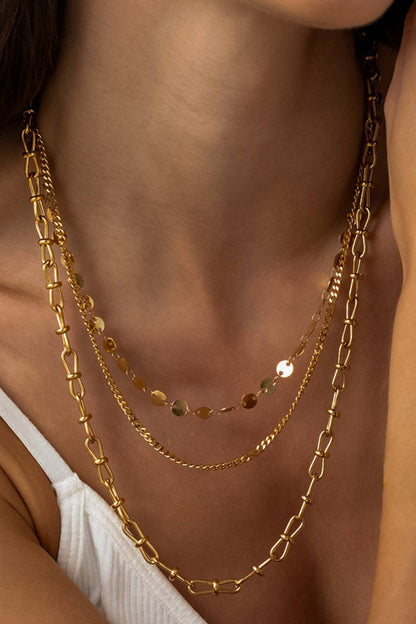 Golden Luxe Triple Layer Chain Necklace