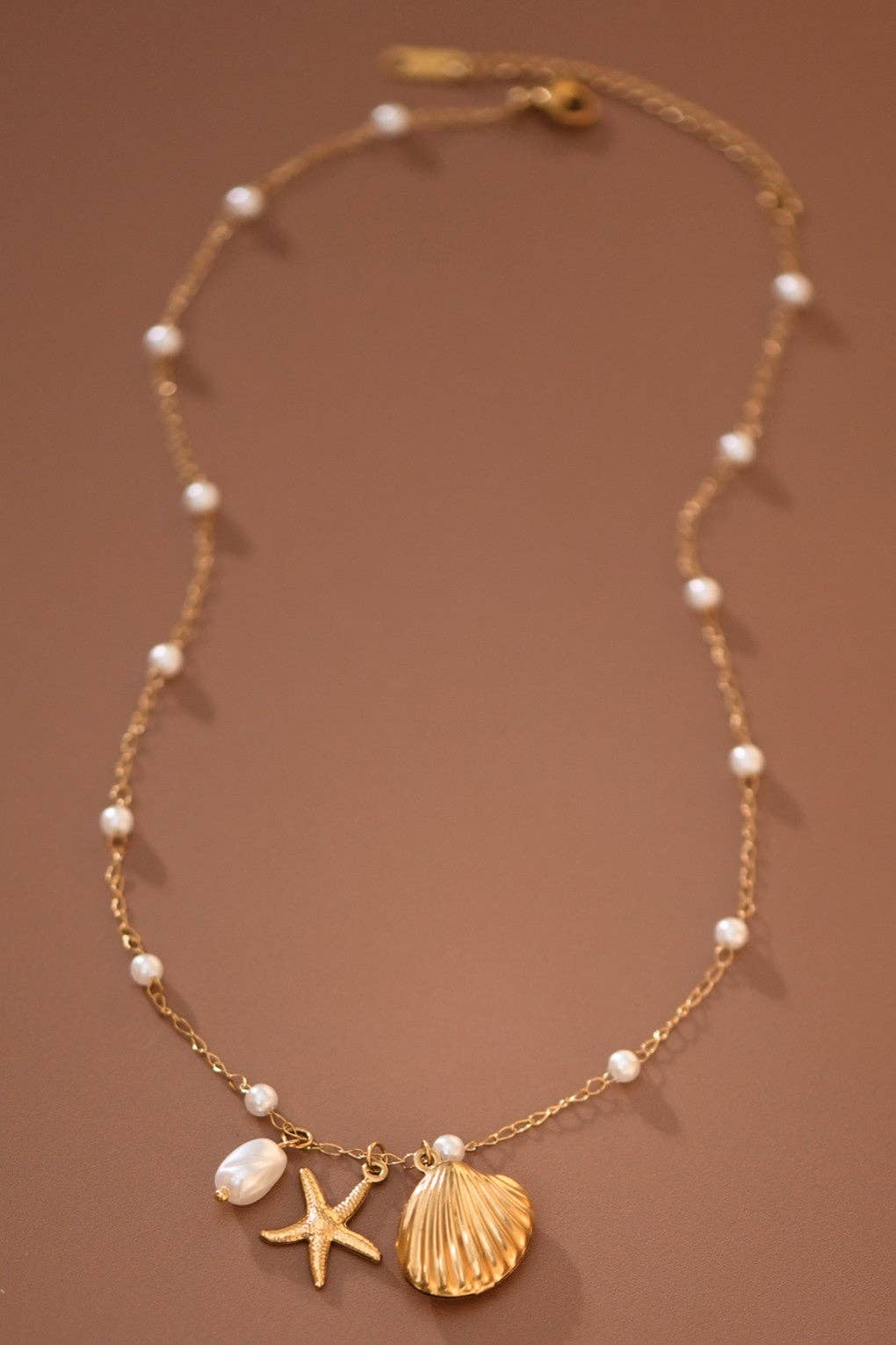 Coastal Pearl Charm Necklace
