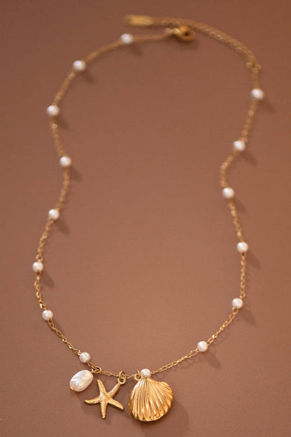 Coastal Pearl Charm Necklace