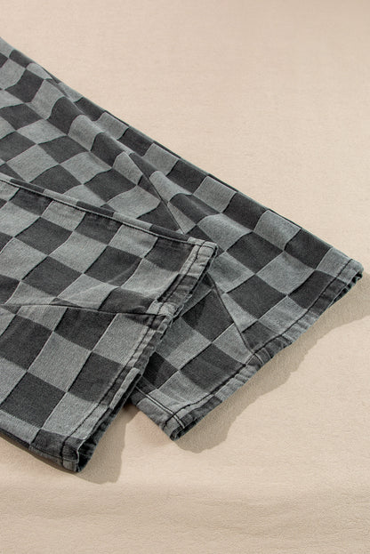The Sloane Checkered Wide Leg Jeans