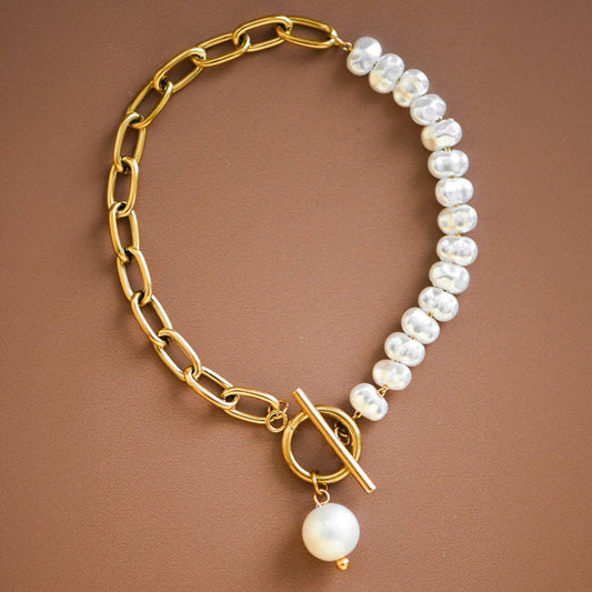 Harper Pearl Paperclip Bracelet