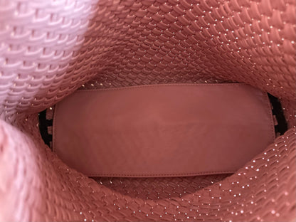 The Willow Large Woven Vegan Leather Tote - Light Pink