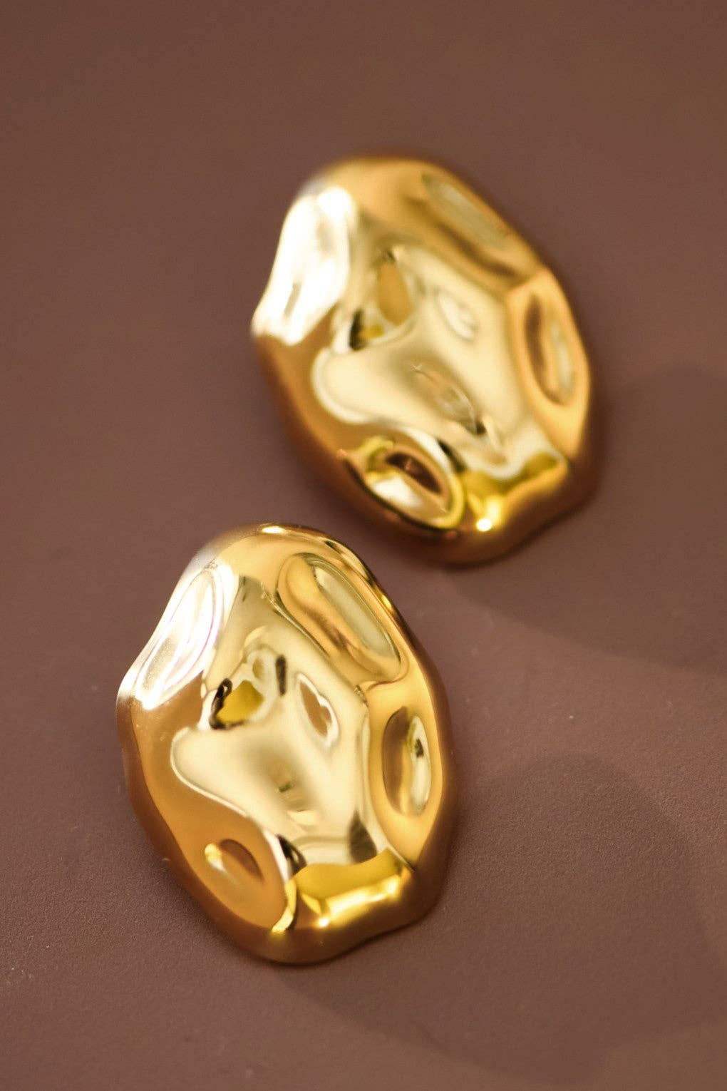 Molten Gold Stud Earrings