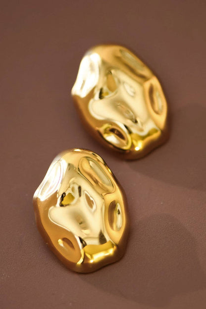 Molten Gold Stud Earrings