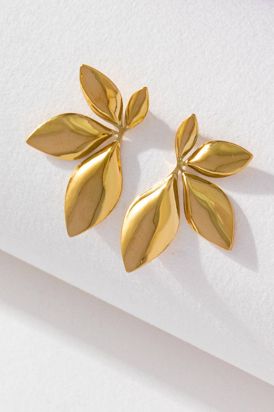 Olive Branch Leaf Stud Earrings