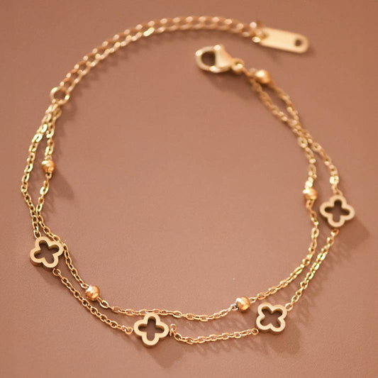 Clover Charm Layered Bracelet