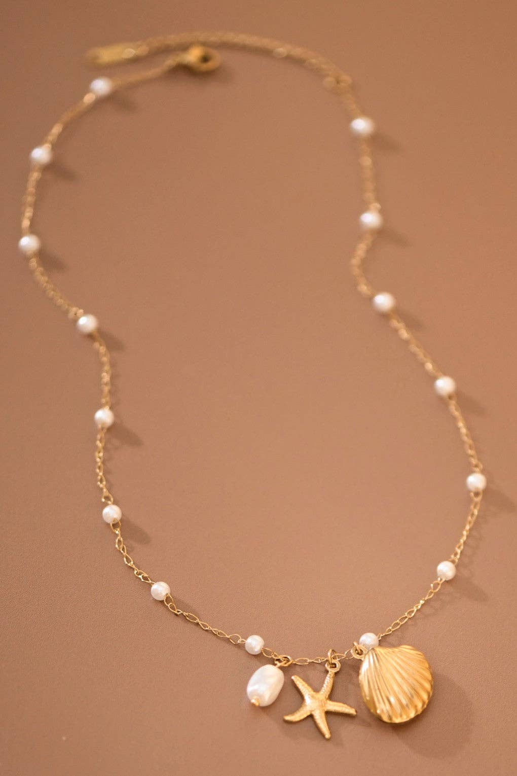 Coastal Pearl Charm Necklace