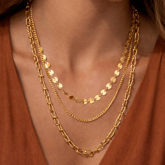 Golden Luxe Triple Layer Chain Necklace