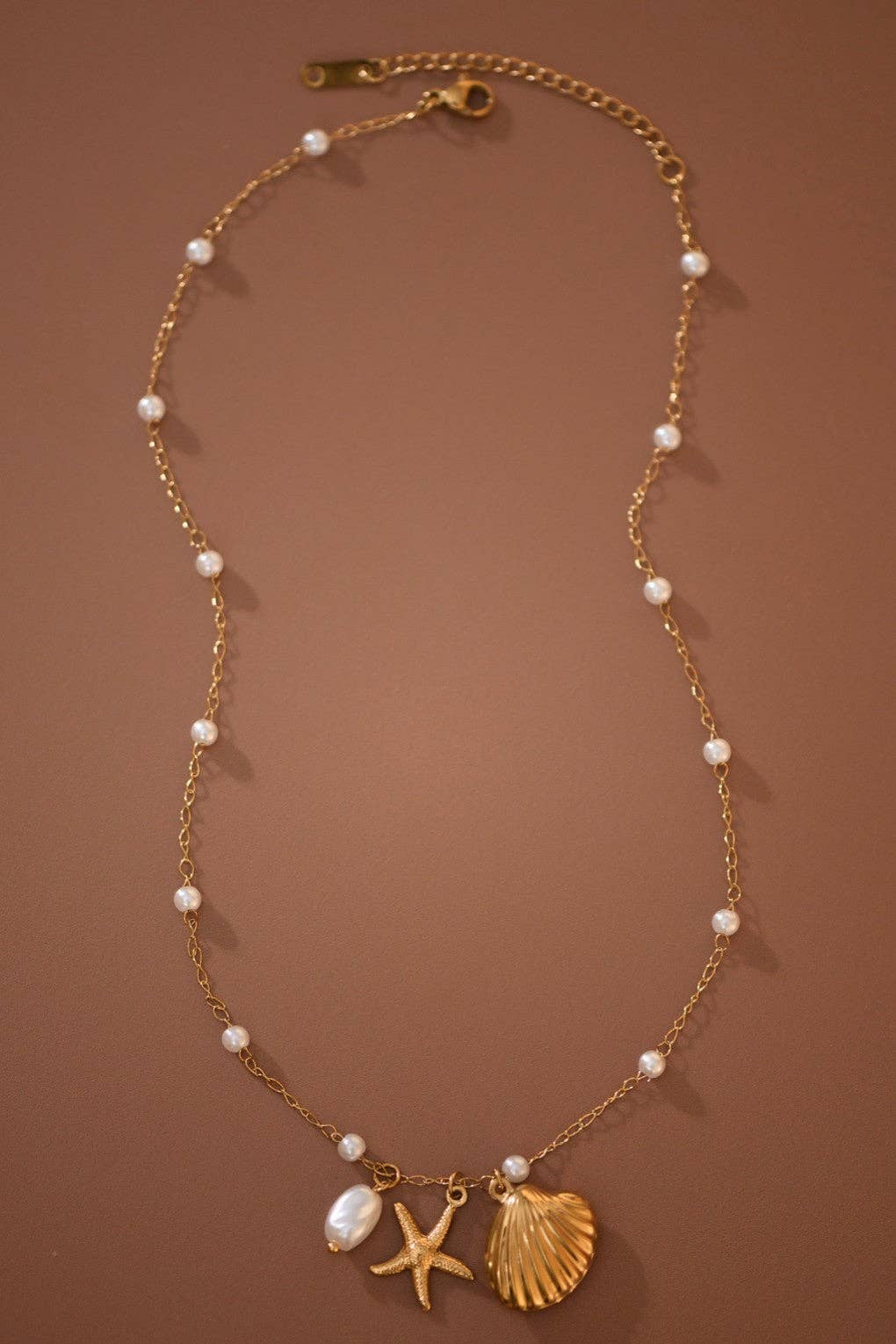 Coastal Pearl Charm Necklace