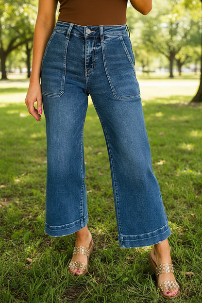 Hudson Cropped Wide Leg Jeans