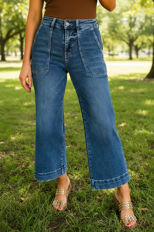 Hudson Cropped Wide Leg Jeans