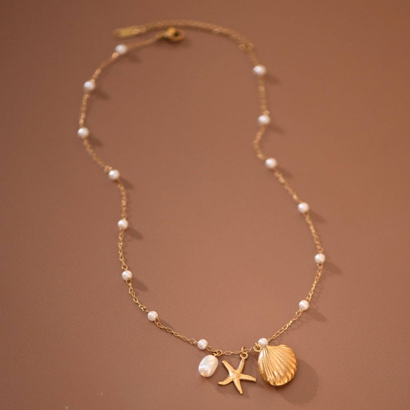 Coastal Pearl Charm Necklace