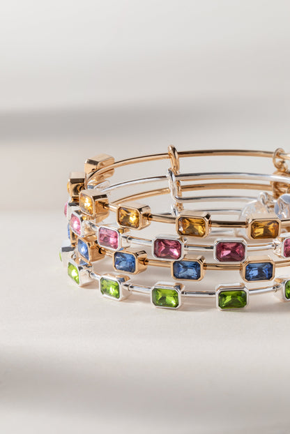 August Birthstone Emerald Cut Bangle