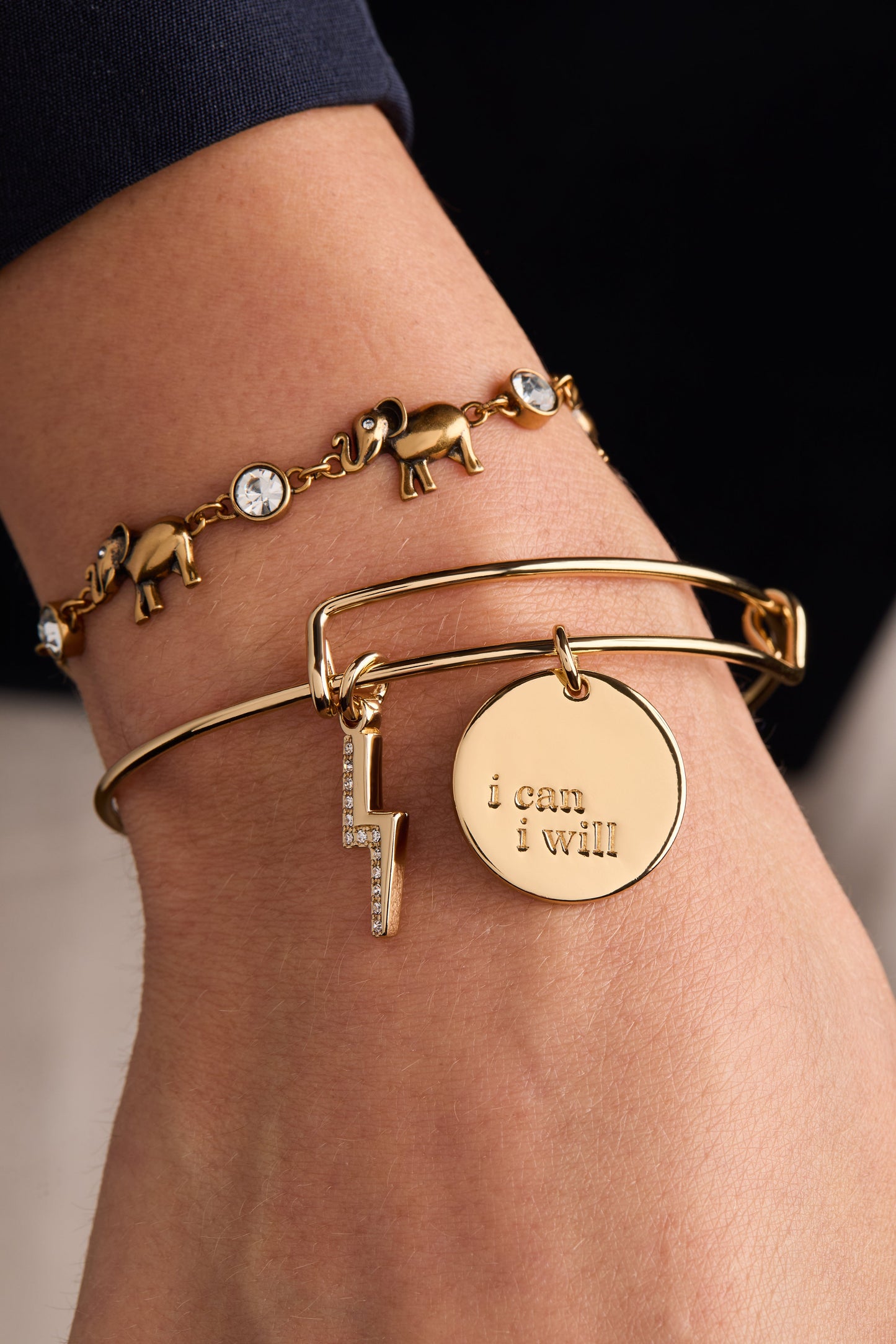 Elephant Crystal Bolo Bracelet
