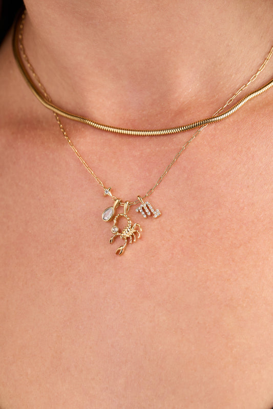 Scorpio Zodiac Charm Cluster Necklace