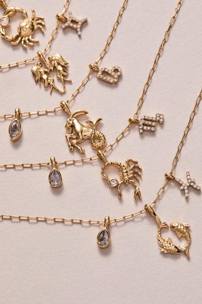 Scorpio Zodiac Charm Cluster Necklace