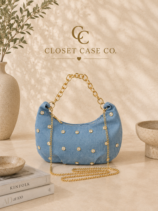 The Denim Stud Chain Bag