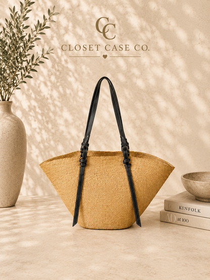 Faux Straw Large Hobo Bag