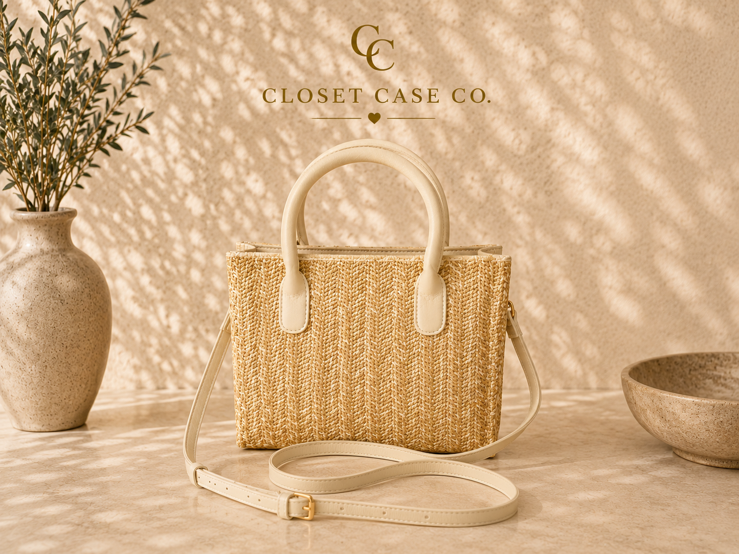 Faux Straw Vegan Mini Tote Bag