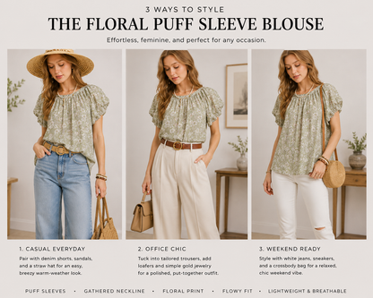 The Brianne Floral Puff Sleeve Blouse
