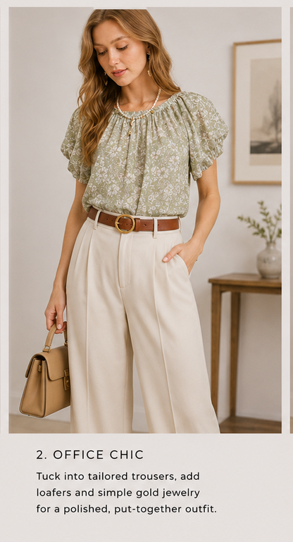 The Brianne Floral Puff Sleeve Blouse