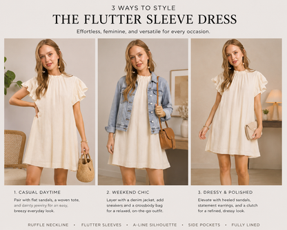The Savannah Flutter Sleeve Dress