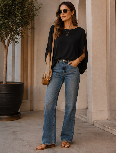The Noir Cape Top