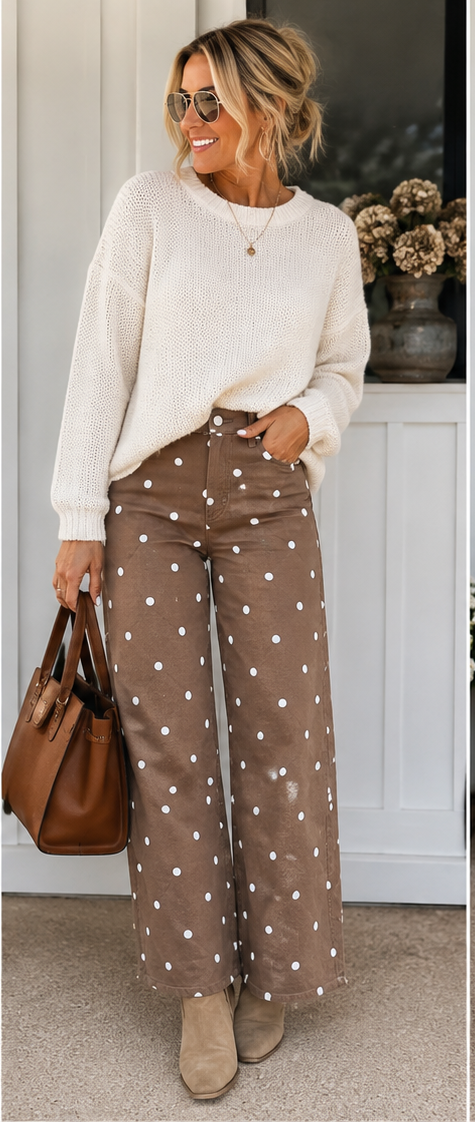 The Bria Polka Dot Barrel Jeans