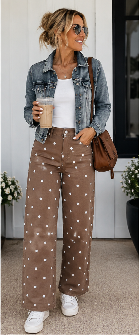 The Bria Polka Dot Barrel Jeans