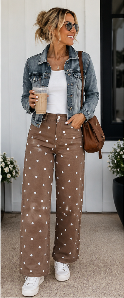 The Bria Polka Dot Barrel Jeans