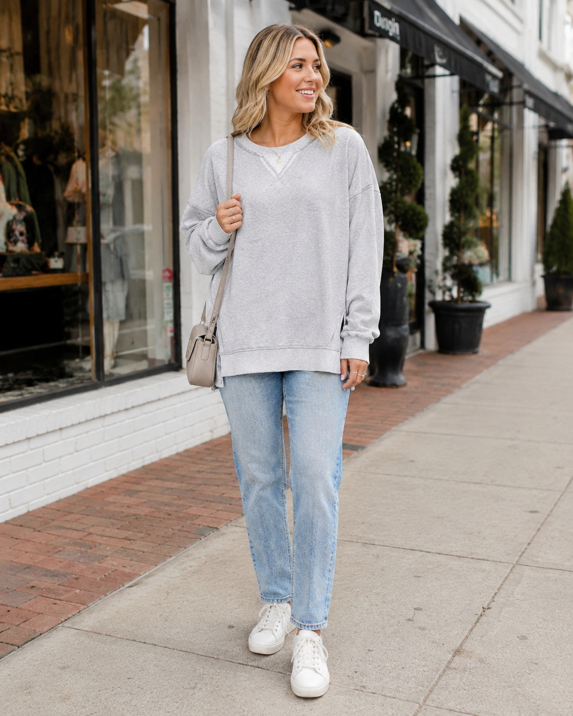 Acid Washed Contrast Trim Pullover by Zenana