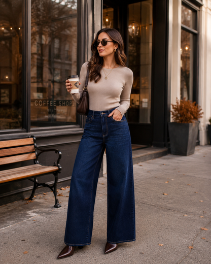 The Judy Blue High-Waisted Wide-Leg Dark Wash Jeans