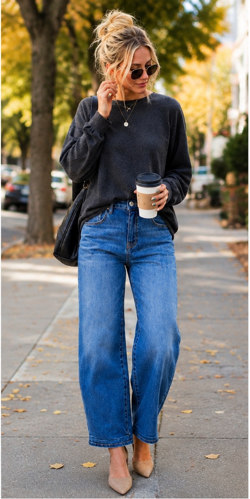 RISEN Slouchy Cropped Barrel Jeans