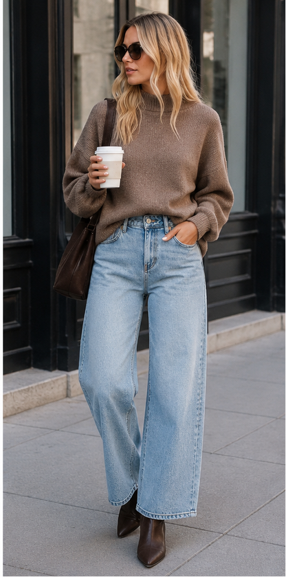 RISEN Mid Rise Wide Barrel Transferable Leg Snap Jeans