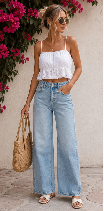 RISEN Mid Rise Wide Barrel Transferable Leg Snap Jeans