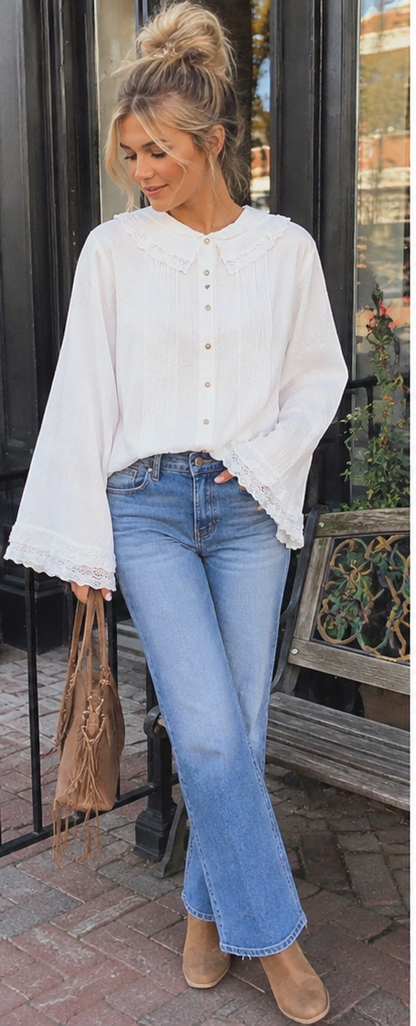 The Charlotte Lace Pintuck Blouse POL