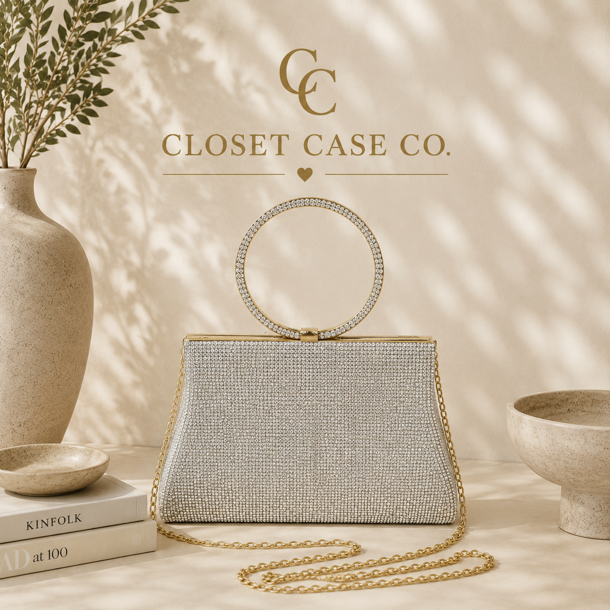 Rhinestone Top Handle Bag