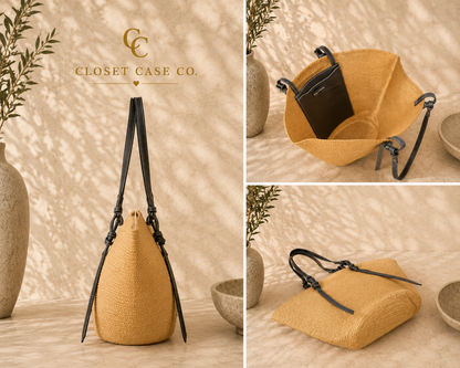 Faux Straw Large Hobo Bag