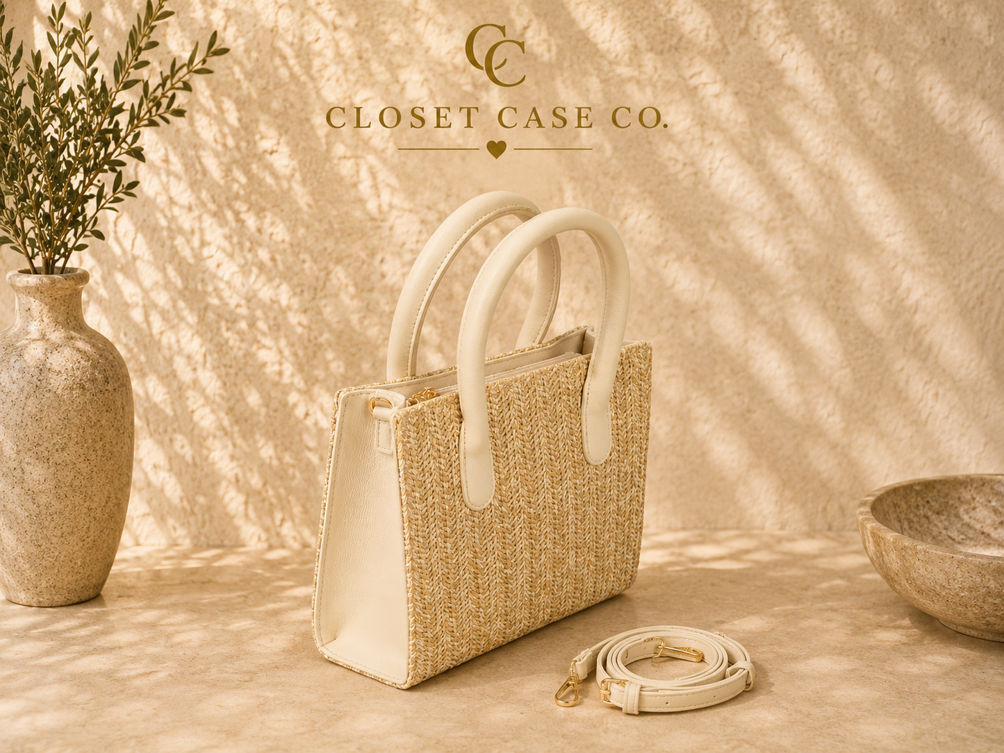 Faux Straw Vegan Mini Tote Bag
