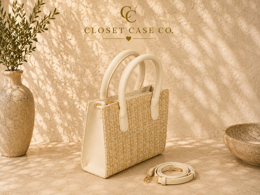 Faux Straw Vegan Mini Tote Bag