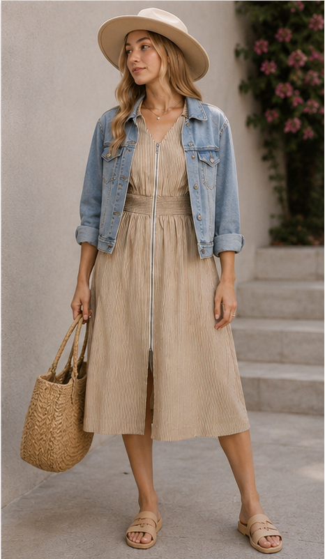 The Bristol Midi Dress with Front Zipper