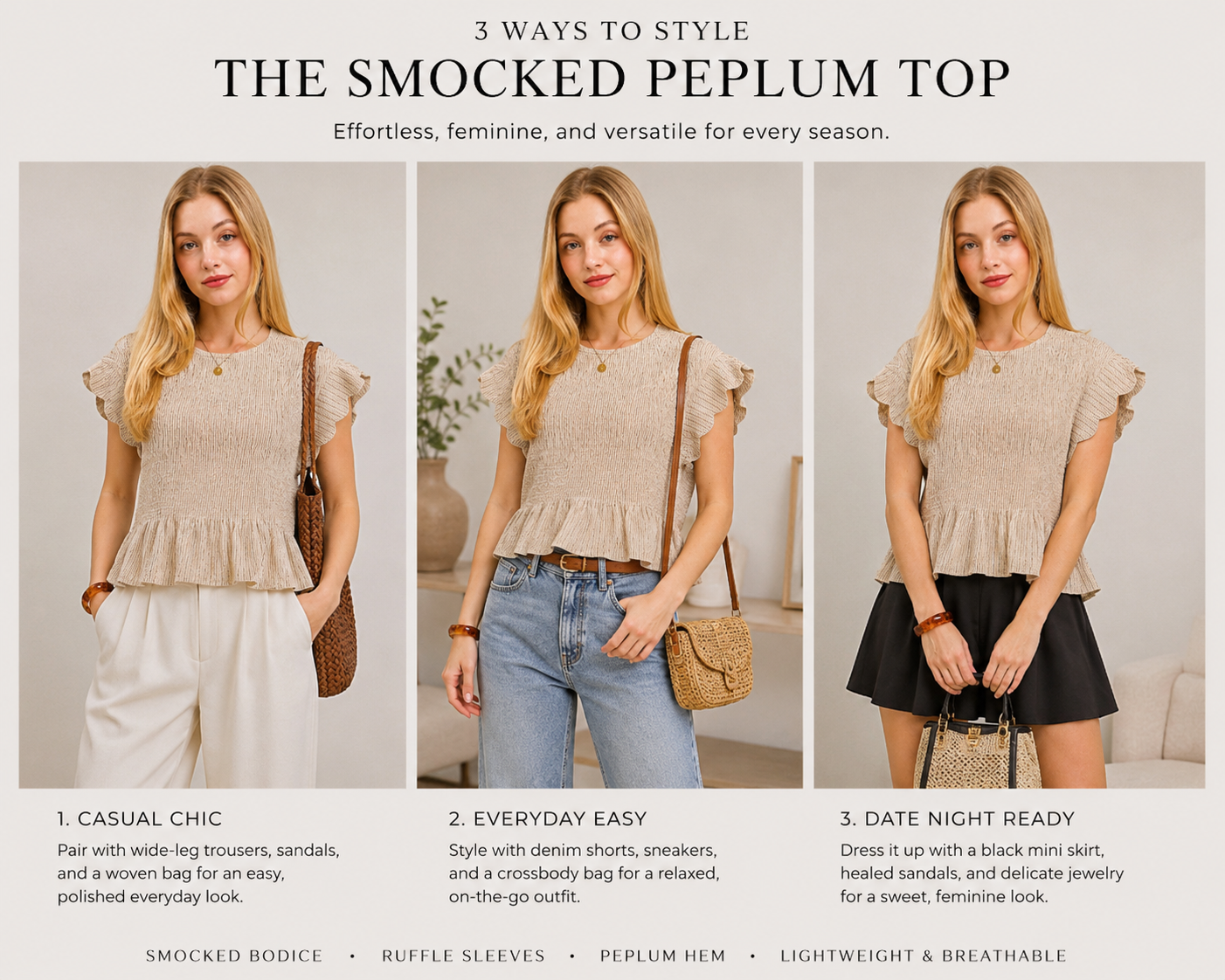 The Sienna Smocked Peplum Top
