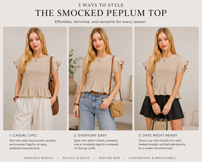 The Sienna Smocked Peplum Top